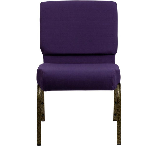 Hercules Series 21''W Stacking Church Chair In Royal Purple Fabric - Gold Vein Frame By Flash Furniture | Side Chairs | Modishstore - 4