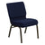 Hercules Series 21''W Stacking Church Chair In Navy Blue Dot Patterned Fabric - Gold Vein Frame By Flash Furniture | Side Chairs | Modishstore