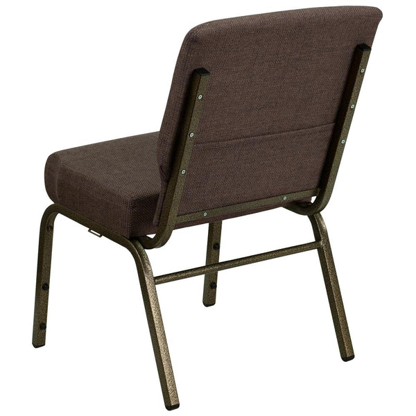 Hercules Series 21''W Stacking Church Chair In Brown Fabric - Gold Vein Frame By Flash Furniture | Side Chairs | Modishstore - 3