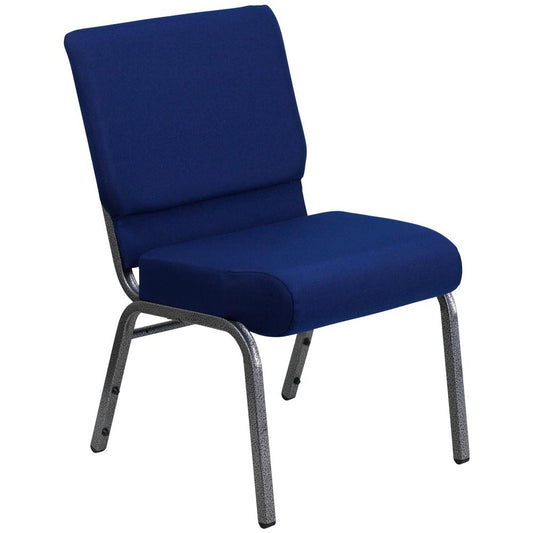 Hercules Series 21''W Stacking Church Chair In Navy Blue Fabric - Silver Vein Frame By Flash Furniture | Side Chairs | Modishstore