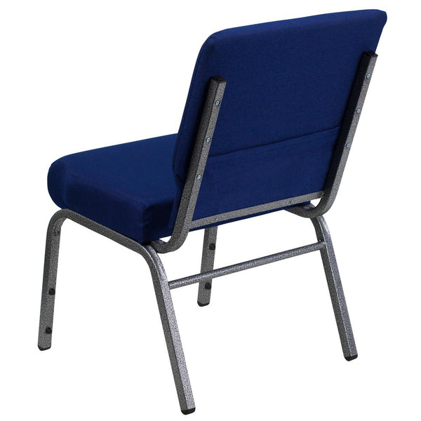 Hercules Series 21''W Stacking Church Chair In Navy Blue Fabric - Silver Vein Frame By Flash Furniture | Side Chairs | Modishstore - 3