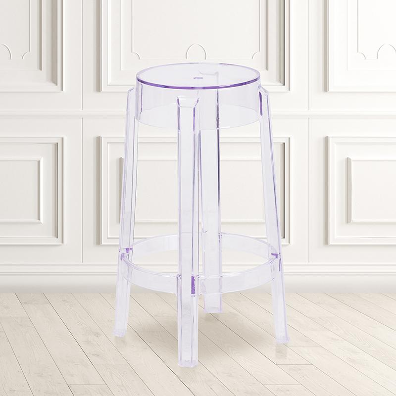 25.75'' High Transparent Counter Height Stool By Flash Furniture | Bar Stools | Modishstore