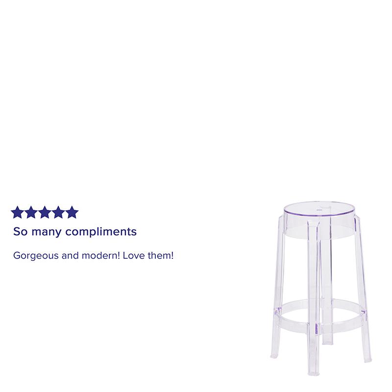 25.75'' High Transparent Counter Height Stool By Flash Furniture | Bar Stools | Modishstore - 4