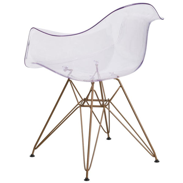 Alonza Series Transparent Side Chair With Gold Base By Flash Furniture | Dining Chairs | Modishstore - 3