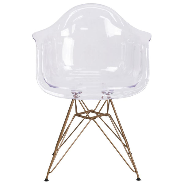 Alonza Series Transparent Side Chair With Gold Base By Flash Furniture | Dining Chairs | Modishstore - 4