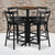 24'' Round Walnut Laminate Table Set With X-Base And 4 Two-Slat Ladder Back Metal Barstools - Black Vinyl Seat By Flash Furniture | Bar Stools & Table | Modishstore