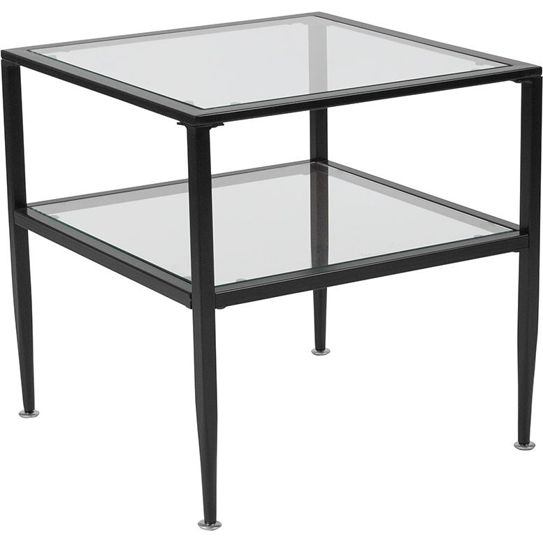 Newport Collection Glass End Table With Black Metal Frame By Flash Furniture | End Tables | Modishstore - 2