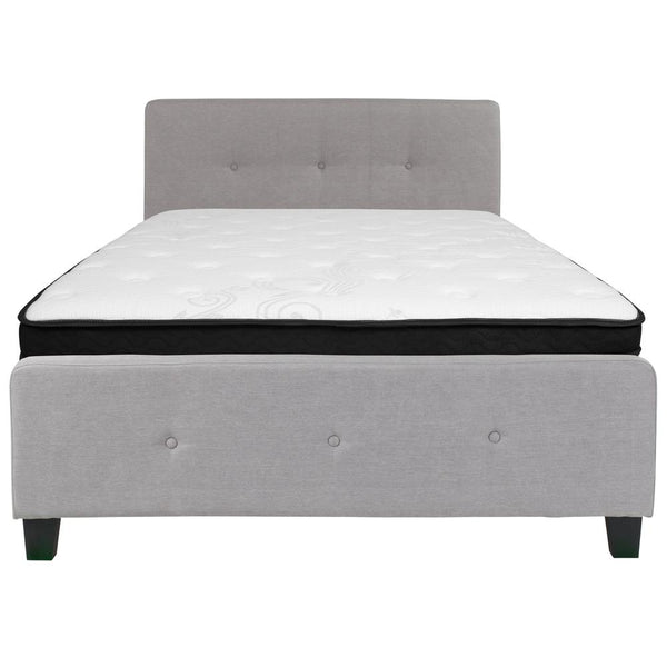 Tribeca Full Size Tufted Upholstered Platform Bed In Light Gray Fabric With Memory Foam Mattress By Flash Furniture | Beds | Modishstore - 3