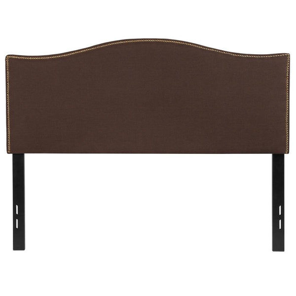 Upholstered Full Size Arched Headboard With Accent Nail Trim In Dark Brown Fabric By Flash Furniture | Headboards | Modishstore