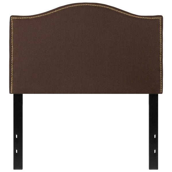 Upholstered Twin Size Arched Headboard With Accent Nail Trim In Dark Brown Fabric By Flash Furniture | Headboards | Modishstore