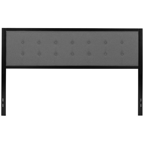 Bristol Metal Tufted Upholstered King Size Headboard In Dark Gray Fabric By Flash Furniture | Headboards | Modishstore