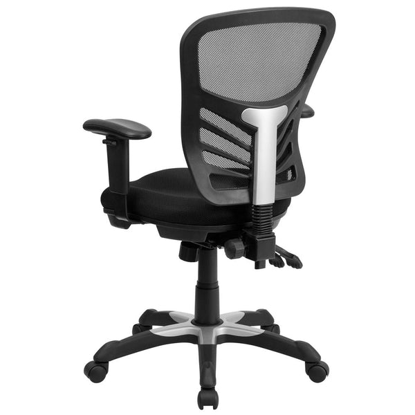 Mid-Back Black Mesh Multifunction Executive Swivel Ergonomic Office Chair With Adjustable Arms By Flash Furniture | Office Chairs | Modishstore - 4