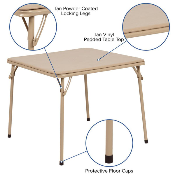 Kids Tan 3 Piece Folding Table And Chair Set By Flash Furniture | Dining Sets | Modishstore - 2