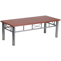 Mahogany Laminate Coffee Table With Silver Steel Frame By Flash Furniture