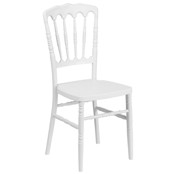 Hercules Series White Resin Stacking Napoleon Chair By Flash Furniture | Side Chairs | Modishstore