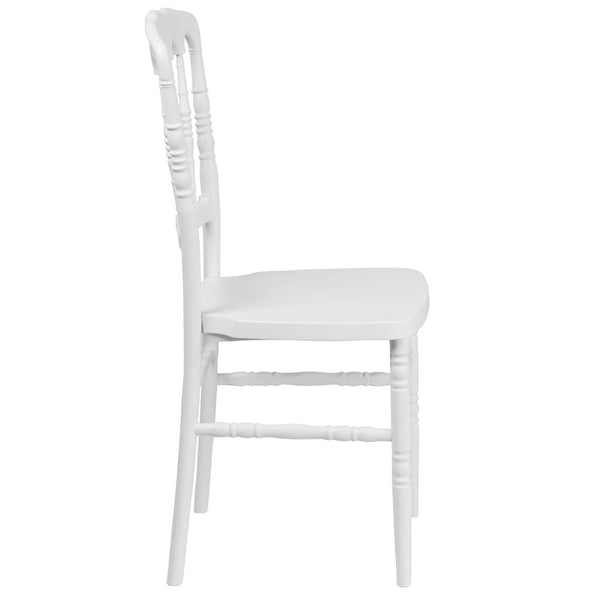Hercules Series White Resin Stacking Napoleon Chair By Flash Furniture | Side Chairs | Modishstore - 2
