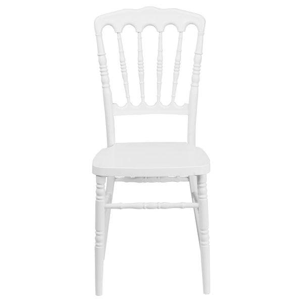 Hercules Series White Resin Stacking Napoleon Chair By Flash Furniture | Side Chairs | Modishstore - 4