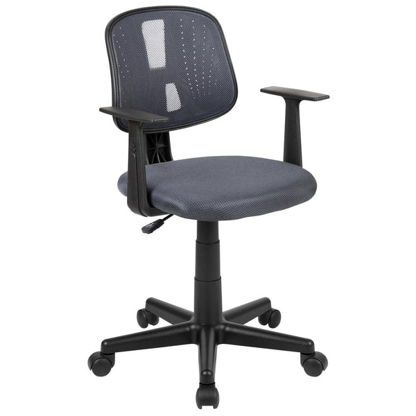 Flash Fundamentals Mid-Back Gray Mesh Swivel Task Office Chair With Pivot Back And Arms, Bifma Certified By Flash Furniture | Office Chairs | Modishstore