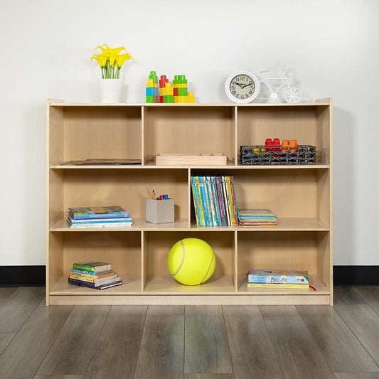 Wooden 8 Section School Classroom Storage Cabinet For Commercial Or Home Use - Safe, Kid Friendly Design - 36"H (Natural) By Flash Furniture | Cabinets | Modishstore