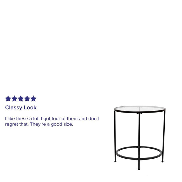 Astoria Collection Round End Table - Modern Clear Glass Accent Table With Matte Black Frame By Flash Furniture | End Tables | Modishstore - 4