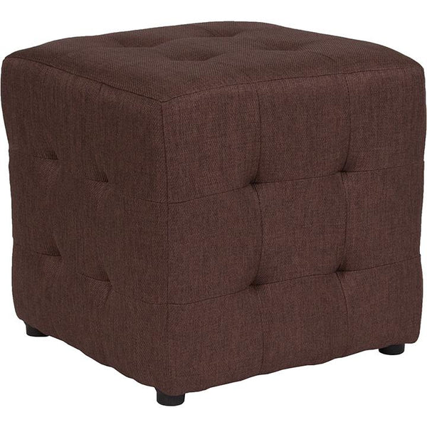 Avendale Tufted Upholstered Ottoman Pouf In Brown Fabric By Flash Furniture | Ottomans | Modishstore