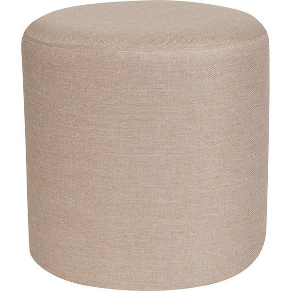 Barrington Upholstered Round Ottoman Pouf In Beige Fabric By Flash Furniture | Ottomans | Modishstore - 2