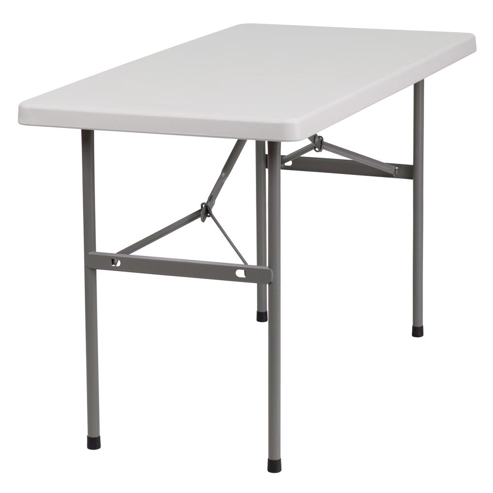 4-Foot Granite In White Plastic Folding Table By Flash Furniture | Side Tables | Modishstore