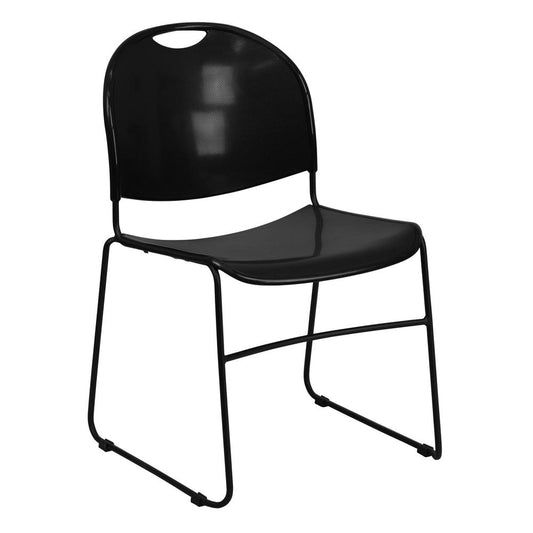 Hercules Series 880 Lb. Capacity Black Ultra-Compact Stack Chair With Black Powder Coated Frame By Flash Furniture | Side Chairs | Modishstore
