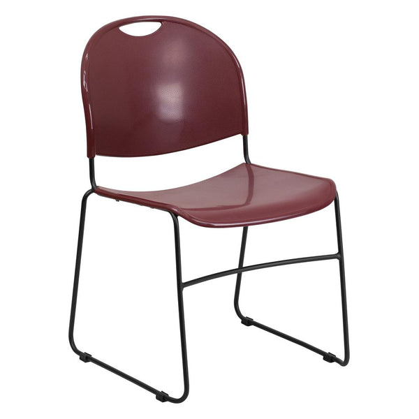 Hercules Series 880 Lb. Capacity Burgundy Ultra-Compact Stack Chair With Black Powder Coated Frame By Flash Furniture | Side Chairs | Modishstore