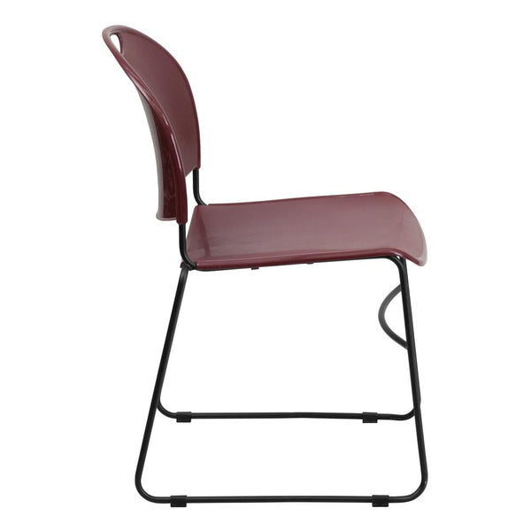 Hercules Series 880 Lb. Capacity Burgundy Ultra-Compact Stack Chair With Black Powder Coated Frame By Flash Furniture | Side Chairs | Modishstore - 3