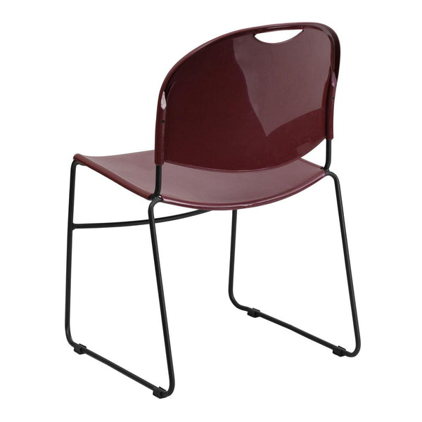 Hercules Series 880 Lb. Capacity Burgundy Ultra-Compact Stack Chair With Black Powder Coated Frame By Flash Furniture | Side Chairs | Modishstore - 2