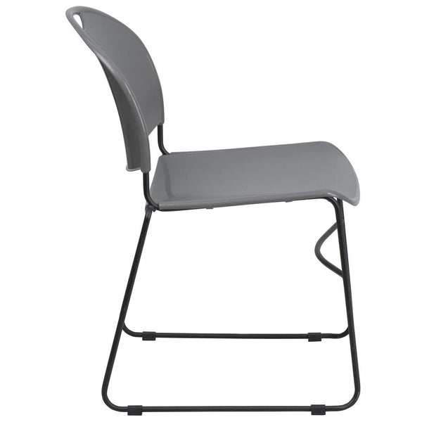 Hercules Series 880 Lb. Capacity Gray Ultra-Compact Stack Chair With Black Powder Coated Frame By Flash Furniture | Side Chairs | Modishstore - 3