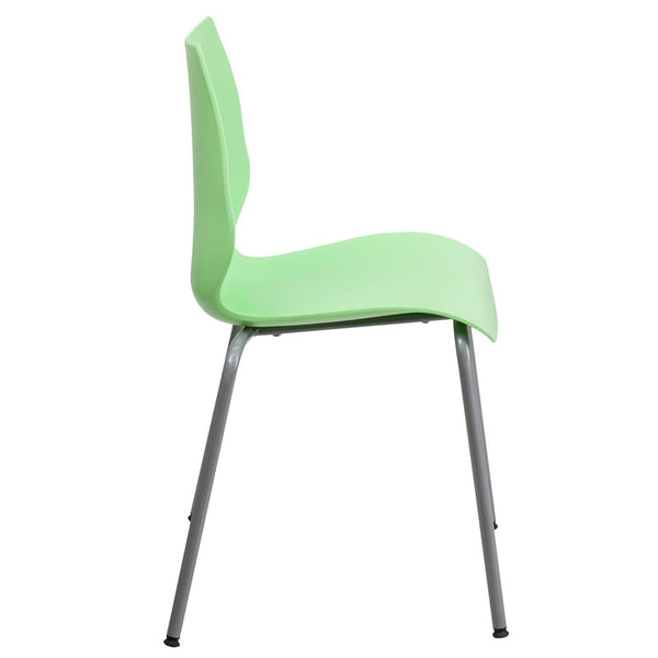 Hercules Series 770 Lb. Capacity Green Stack Chair With Lumbar Support And Silver Frame By Flash Furniture | Side Chairs | Modishstore - 2