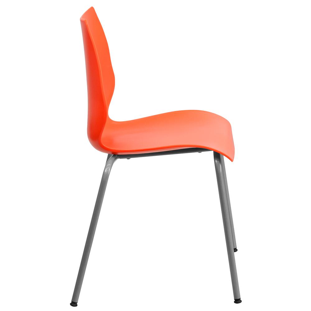 Hercules Series 770 Lb. Capacity Orange Stack Chair With Lumbar Support And Silver Frame By Flash Furniture | Side Chairs | Modishstore - 2