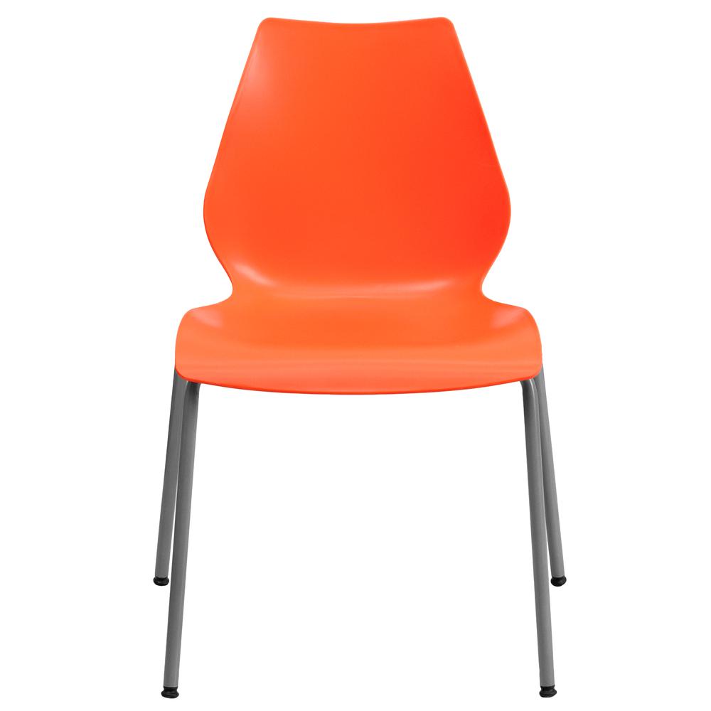 Hercules Series 770 Lb. Capacity Orange Stack Chair With Lumbar Support And Silver Frame By Flash Furniture | Side Chairs | Modishstore - 4