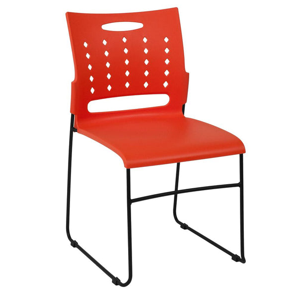 Hercules Series 881 Lb. Capacity Orange Sled Base Stack Chair With Air-Vent Back By Flash Furniture | Side Chairs | Modishstore