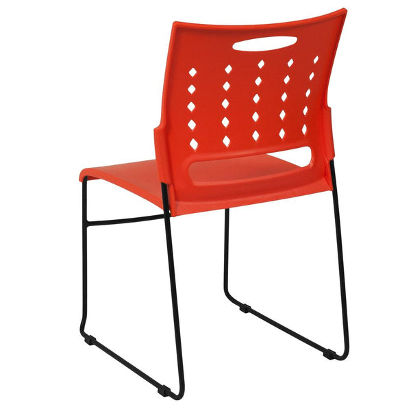 Hercules Series 881 Lb. Capacity Orange Sled Base Stack Chair With Air-Vent Back By Flash Furniture | Side Chairs | Modishstore - 3