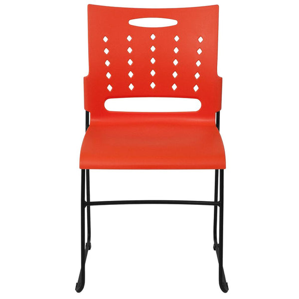 Hercules Series 881 Lb. Capacity Orange Sled Base Stack Chair With Air-Vent Back By Flash Furniture | Side Chairs | Modishstore - 4
