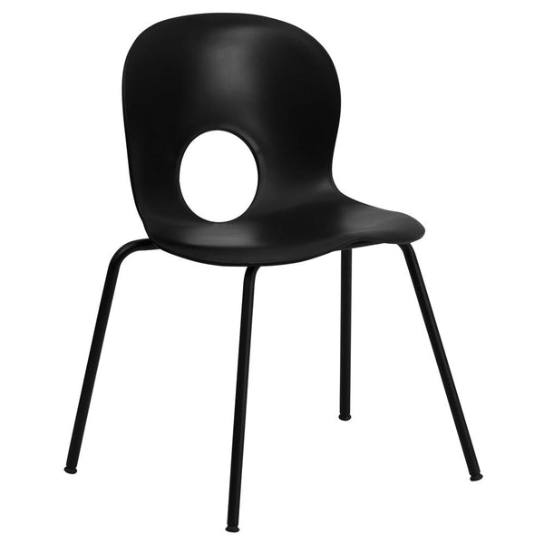Hercules Series 770 Lb. Capacity Designer Black Plastic Stack Chair With Black Frame By Flash Furniture | Side Chairs | Modishstore