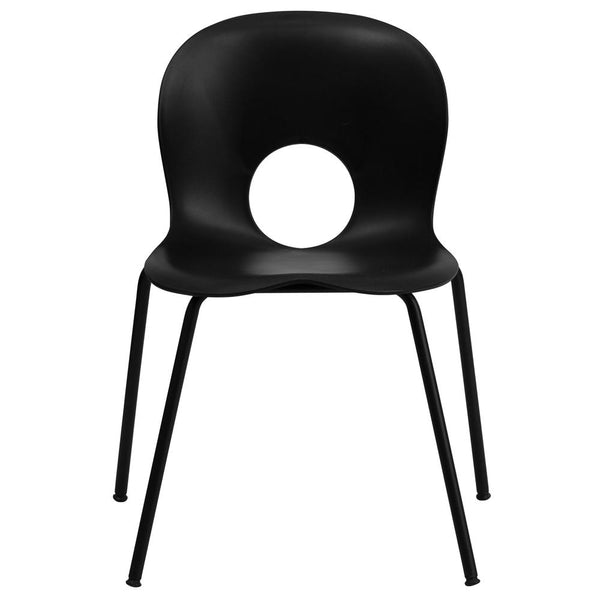 Hercules Series 770 Lb. Capacity Designer Black Plastic Stack Chair With Black Frame By Flash Furniture | Side Chairs | Modishstore - 4