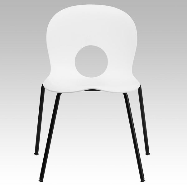 Hercules Series 770 Lb. Capacity Designer White Plastic Stack Chair With Black Frame By Flash Furniture | Side Chairs | Modishstore - 4