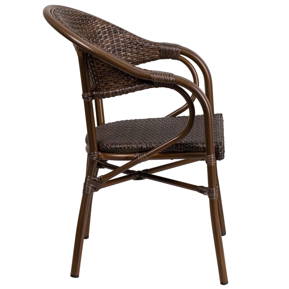 Milano Series Cocoa Rattan Restaurant Patio Chair With Bamboo-Aluminum Frame By Flash Furniture | Dining Chairs | Modishstore - 4