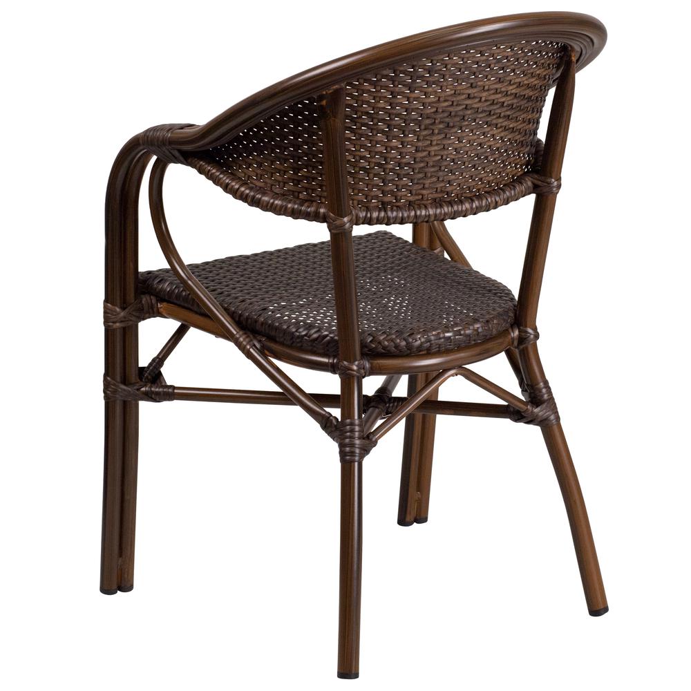 Milano Series Cocoa Rattan Restaurant Patio Chair With Bamboo-Aluminum Frame By Flash Furniture | Dining Chairs | Modishstore - 3