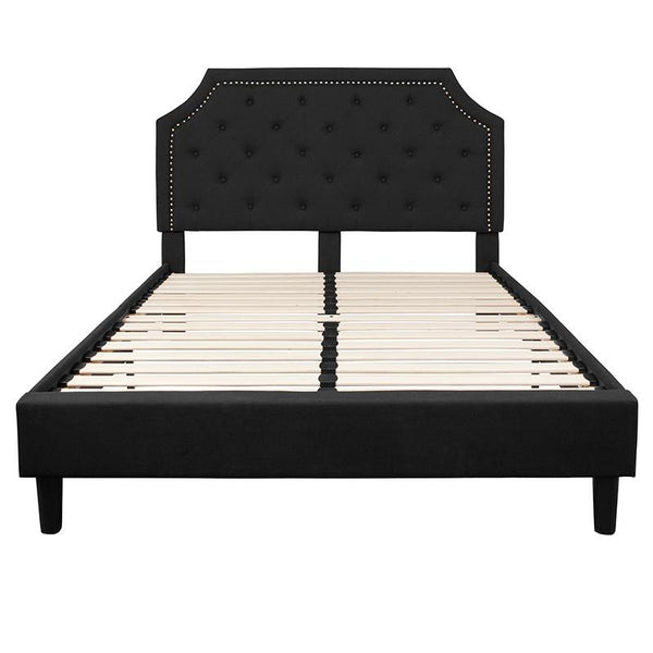 Brighton Queen Size Tufted Upholstered Platform Bed In Black Fabric By Flash Furniture | Beds | Modishstore - 3