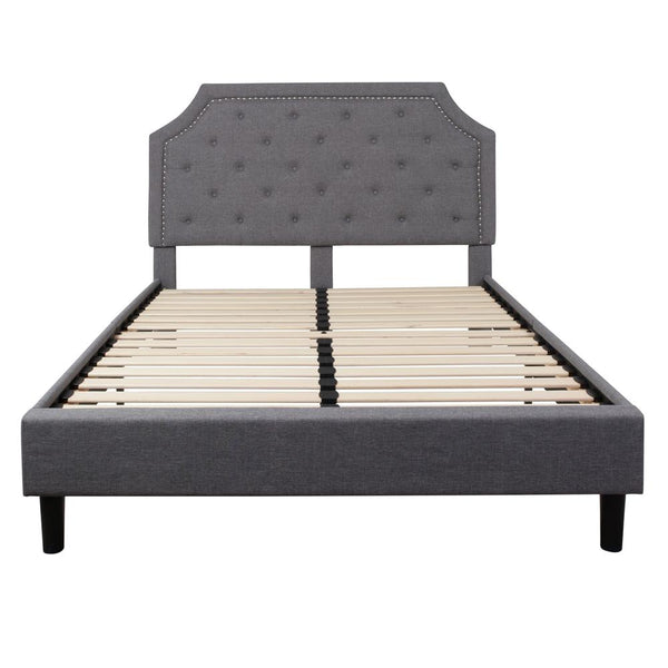 Brighton Queen Size Tufted Upholstered Platform Bed In Light Gray Fabric By Flash Furniture | Beds | Modishstore - 2