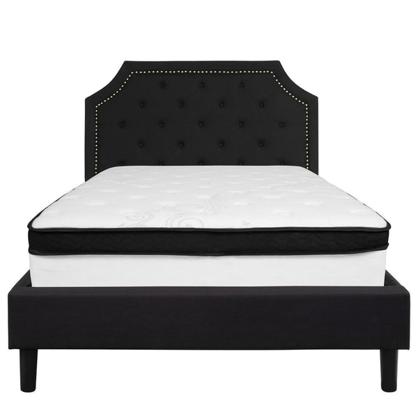 Brighton Full Size Tufted Upholstered Platform Bed In Black Fabric With Memory Foam Mattress By Flash Furniture | Beds | Modishstore - 3