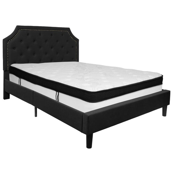 Brighton Queen Size Tufted Upholstered Platform Bed In Black Fabric With Memory Foam Mattress By Flash Furniture | Beds | Modishstore - 2