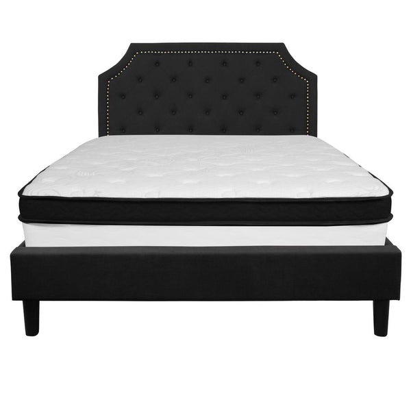 Brighton Queen Size Tufted Upholstered Platform Bed In Black Fabric With Memory Foam Mattress By Flash Furniture | Beds | Modishstore - 3