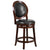 26'' High Cappuccino Counter Height Wood Stool With Oval Back And Black Leathersoft Swivel Seat By Flash Furniture | Bar Stools | Modishstore