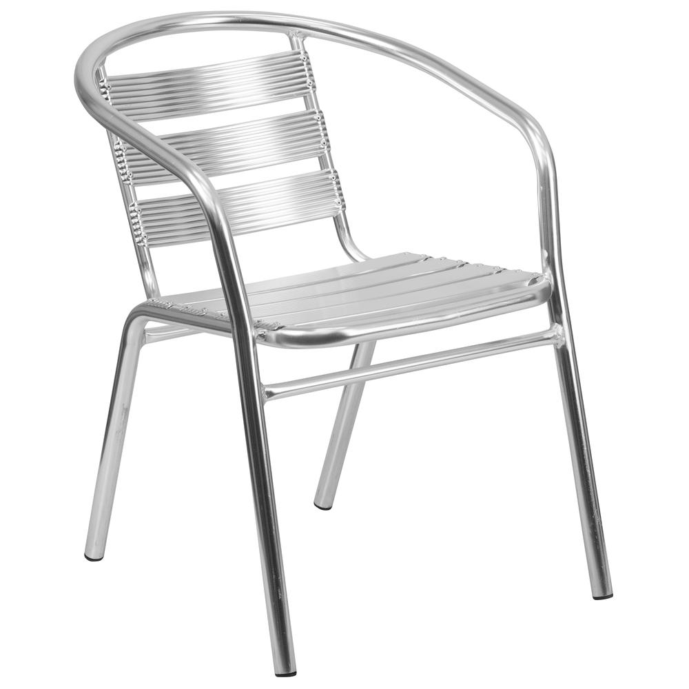 Heavy Duty Commercial Aluminum Indoor-Outdoor Restaurant Stack Chair With Triple Slat Back By Flash Furniture | Dining Chairs | Modishstore - 2